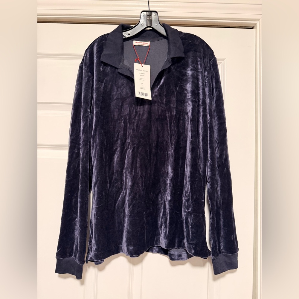 NWT Orlebar Brown Deep Blue Velvet Polo